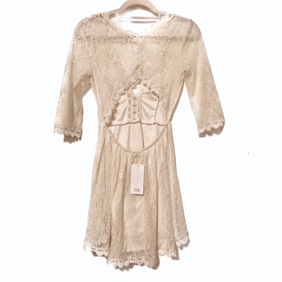 🏷 NWT | Tobi Ivory Lace 3/4 Sleeve Dress | Size M - Picture 2 of 4